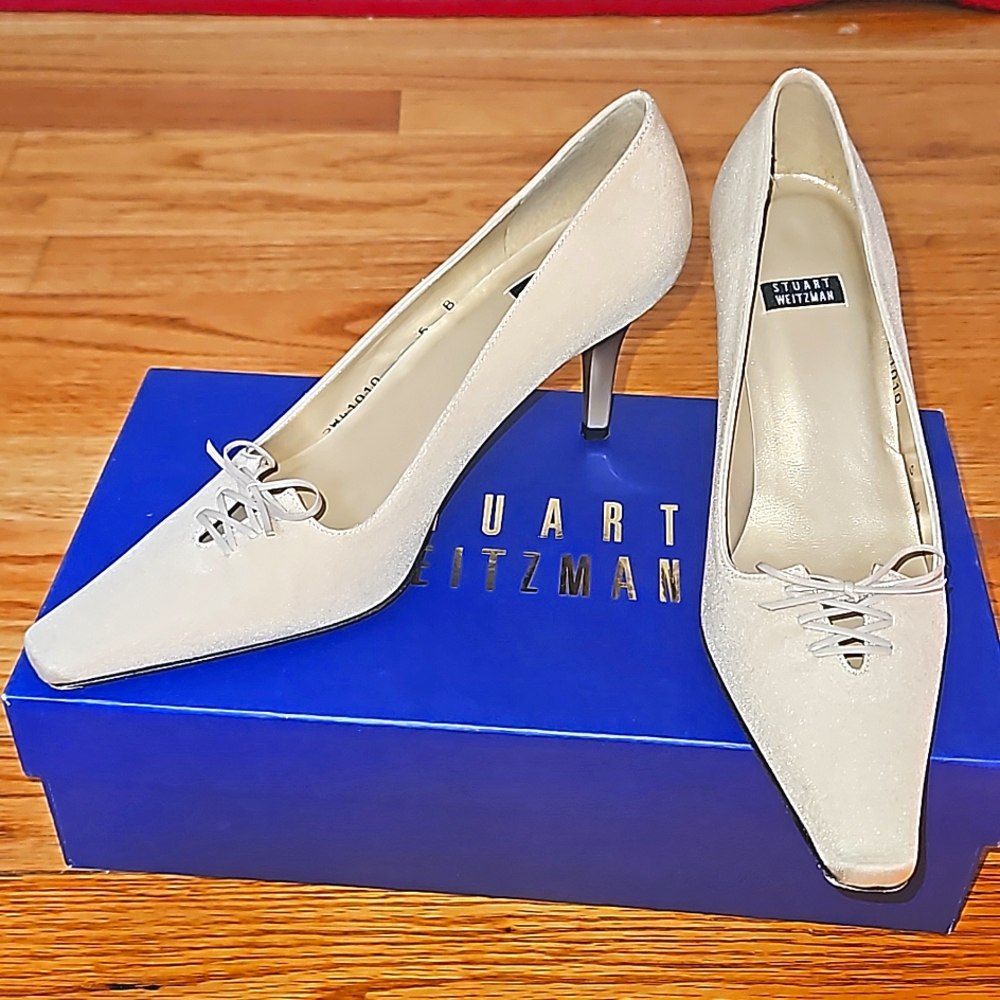Por Favor Taupe Crepe Nude Shimmer Lace Up Kitten Stiletto Heels